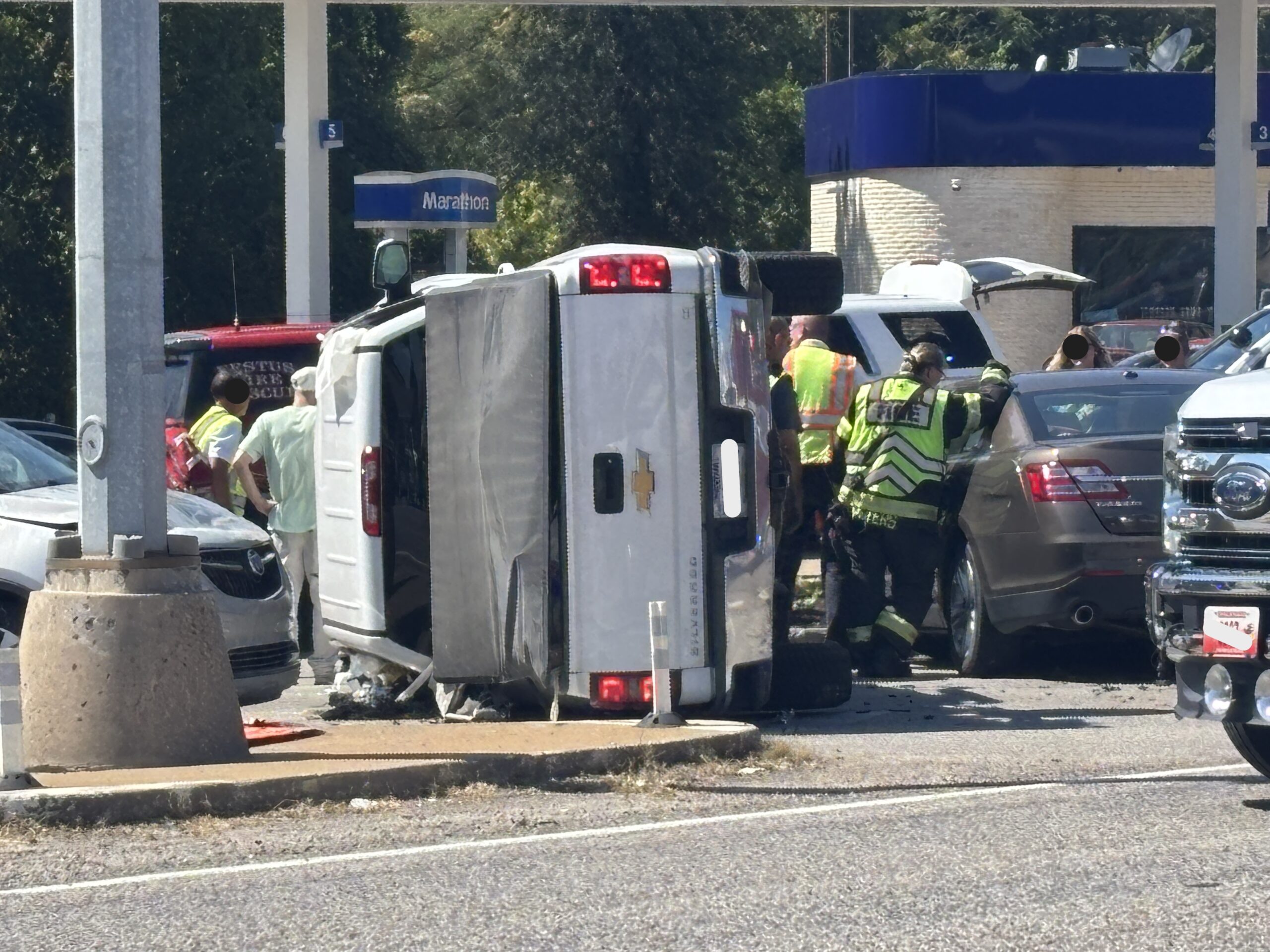 Twin City News Truck Flipped Over